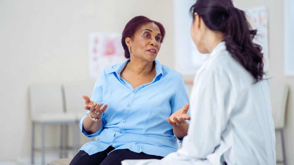 Patient discussing Vivitrol safety and treatment options with a healthcare provider